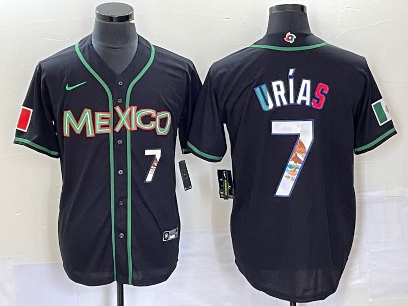Men 2023 World Cub Mexico #7 Urias Black white Nike MLB Jersey